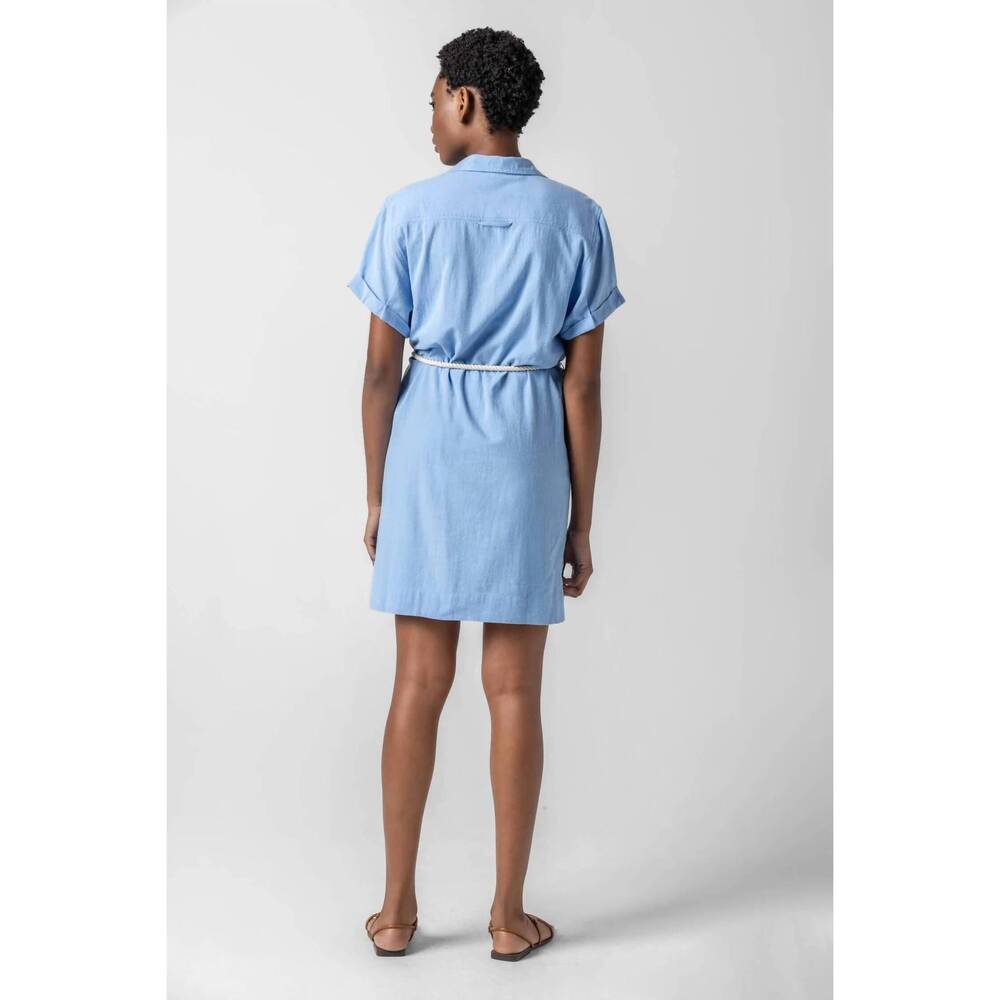 NEW LILLA P half placket shirt dress in blue - Picture 3 of 3